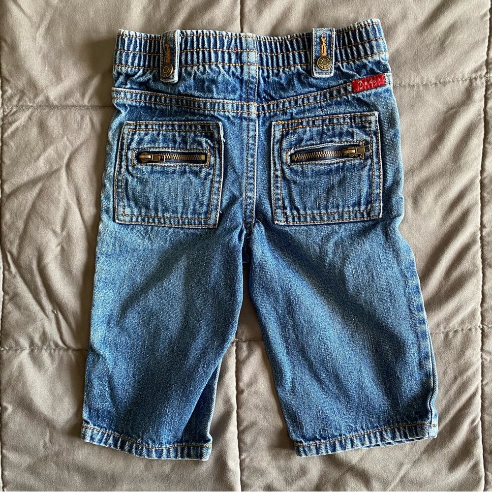 VTG Guess Baby Boy 6/9 Mo Denim Blue Jeans Zipper Pockets Snap Y2K 100% Cotton - Picture 2 of 16